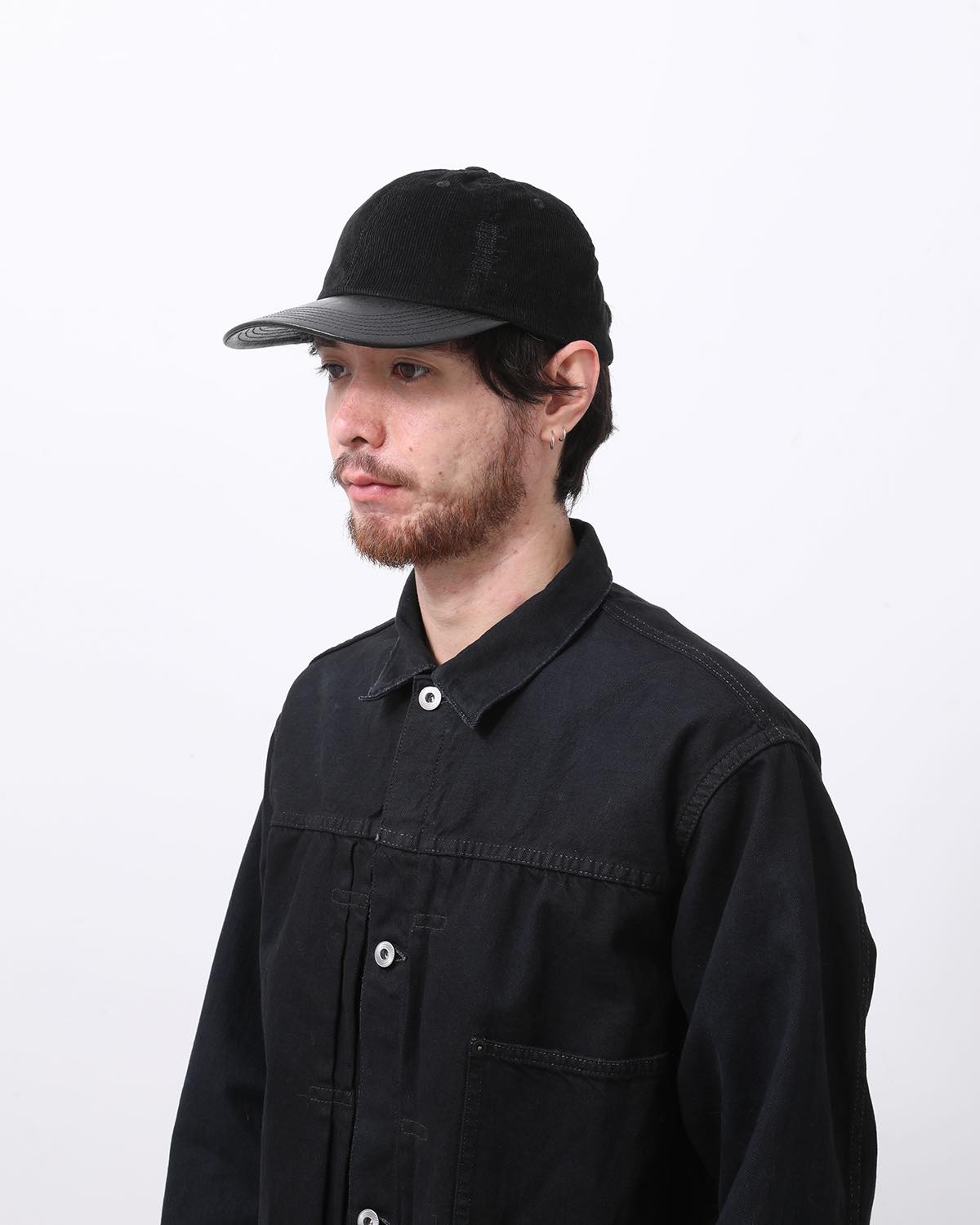 CORDUROY & FAUX LEATHER 6PANEL CAP