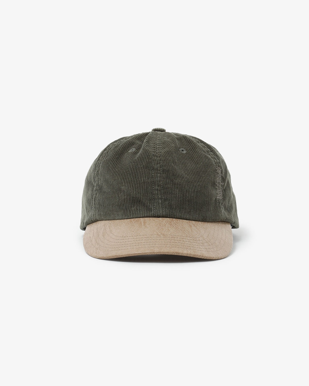 CORDUROY & FAUX LEATHER 6PANEL CAP