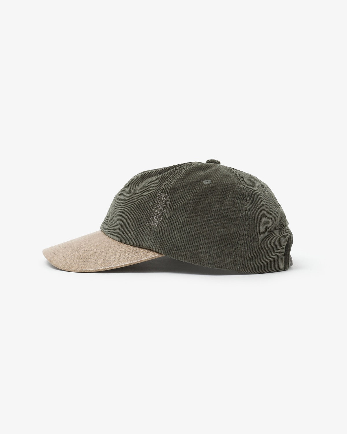 CORDUROY & FAUX LEATHER 6PANEL CAP