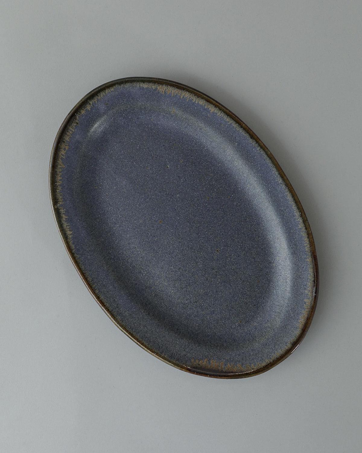 COBALT GLAZE OVAL PLATE M