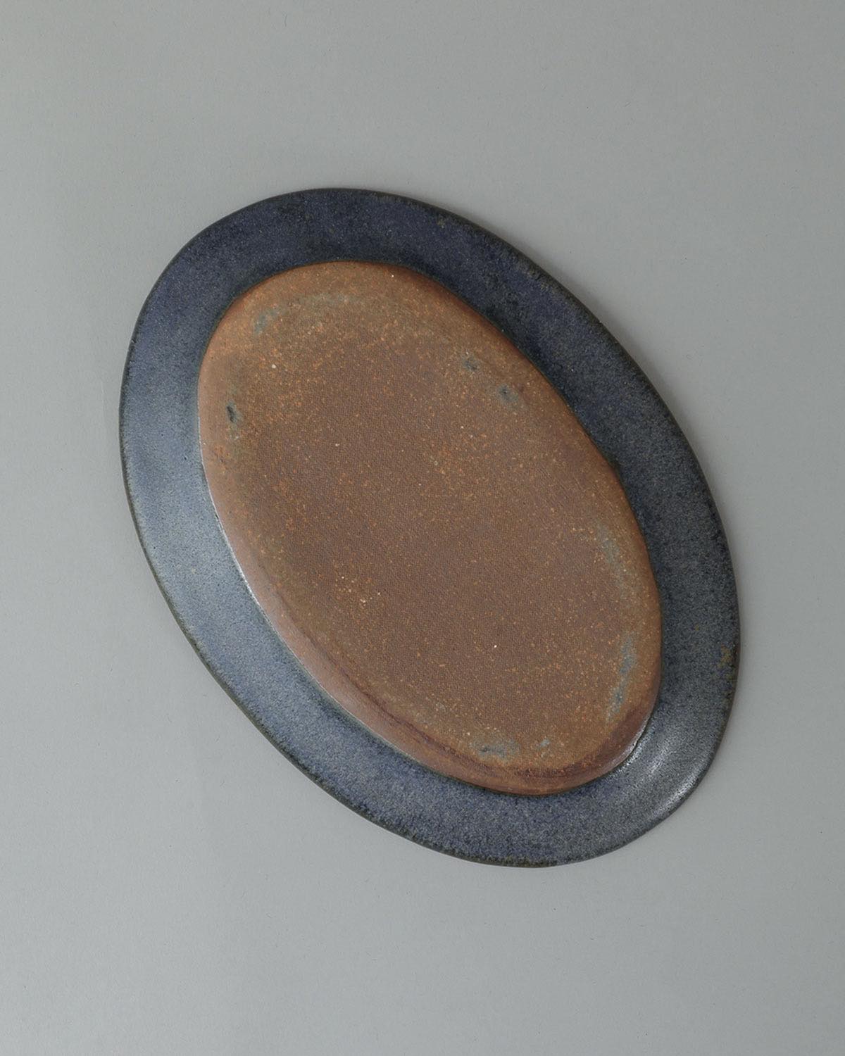 COBALT GLAZE OVAL PLATE M