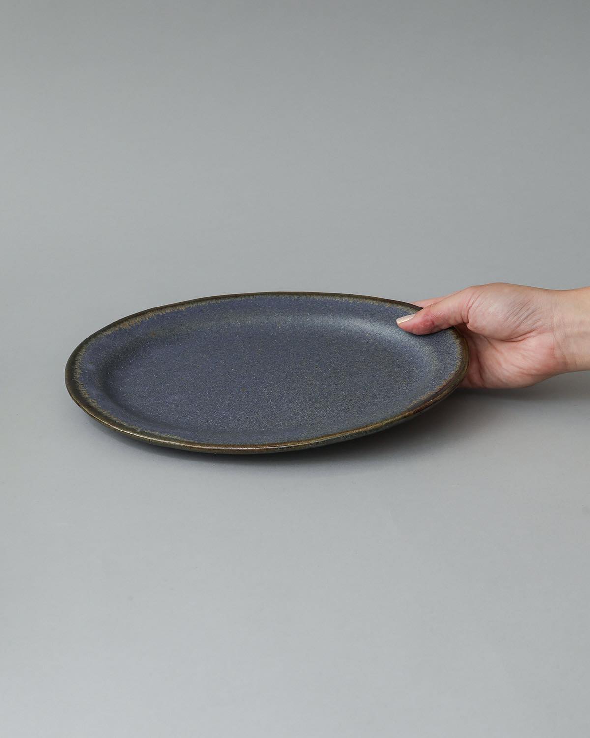 COBALT GLAZE OVAL PLATE M