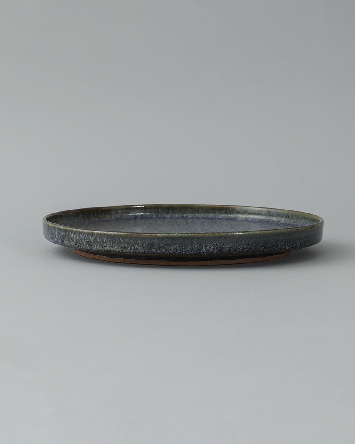 COBALT CRYSTALLINE GLAZE ROUND PLATE L