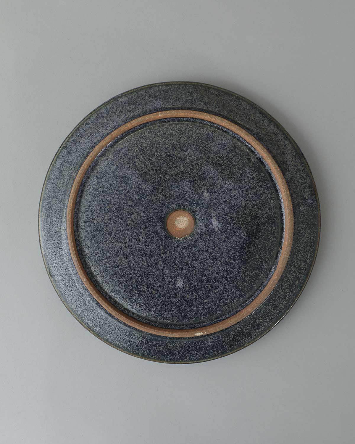 COBALT CRYSTALLINE GLAZE ROUND PLATE L