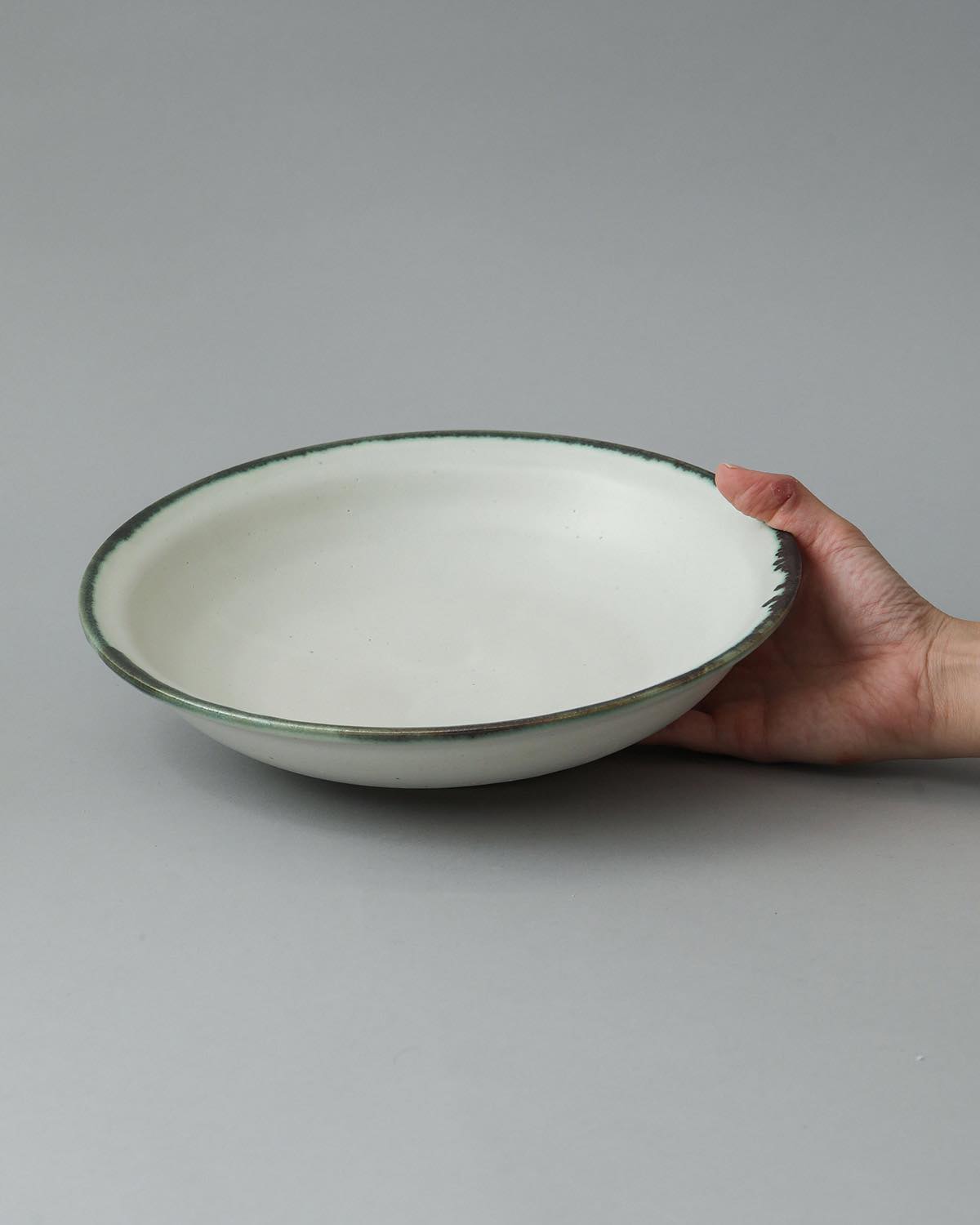 WHITE MATTE SOUP DISH SHALLOW BOWL