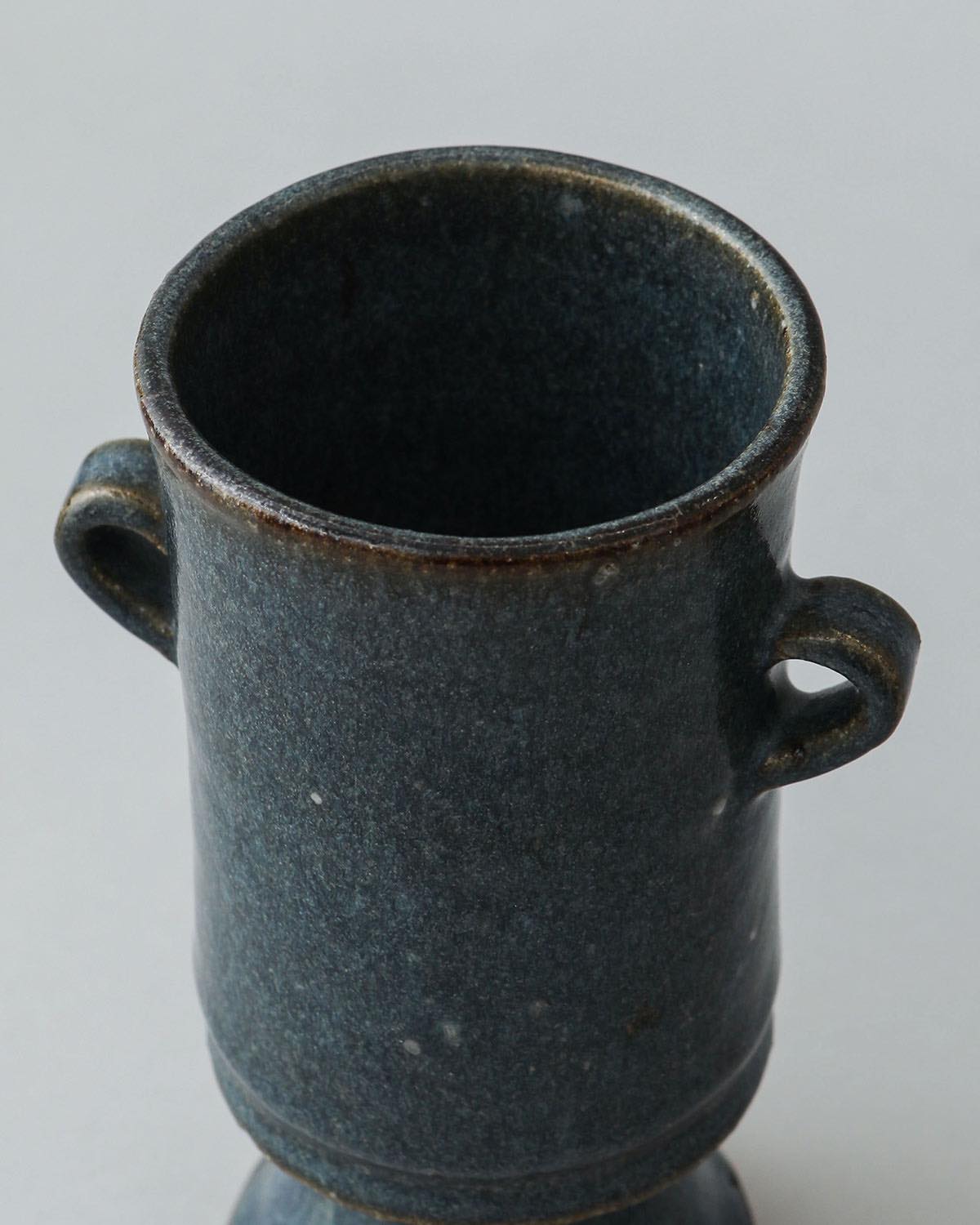 EARRED VASE COBALT GLAZE