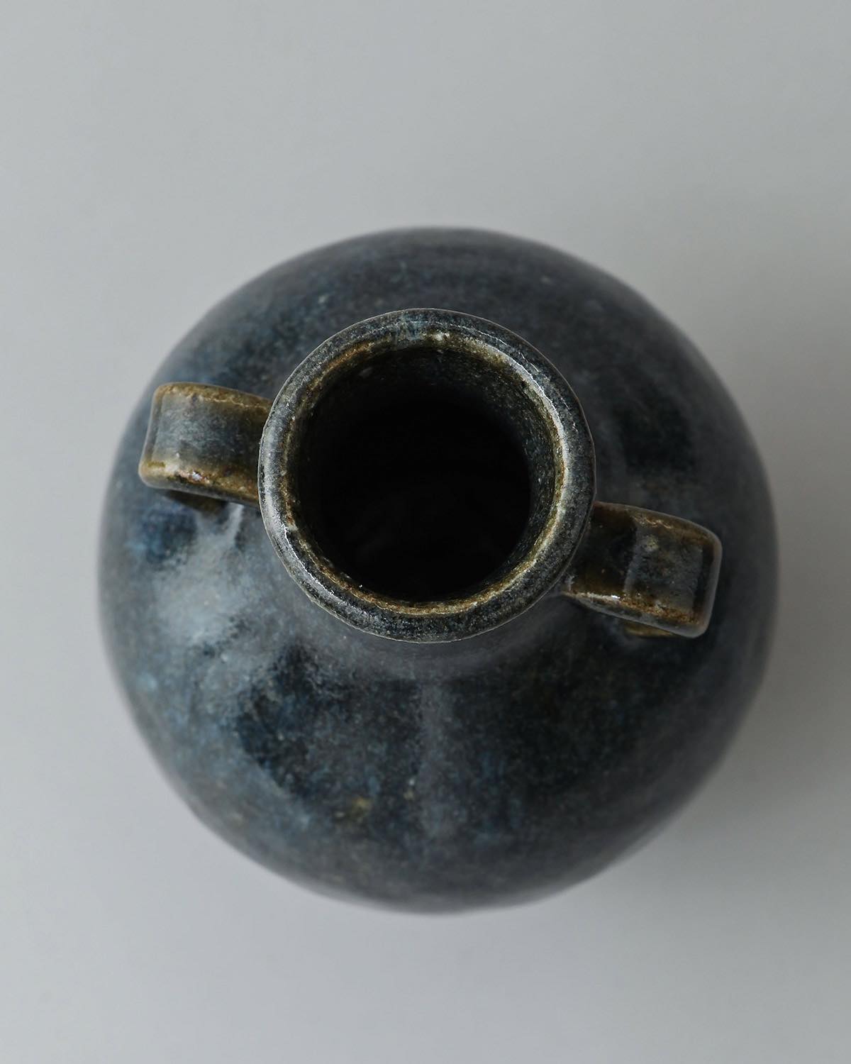 EARRED VASE COBALT GLAZE