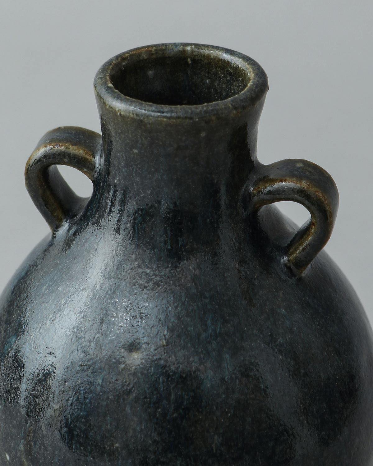 EARRED VASE COBALT GLAZE