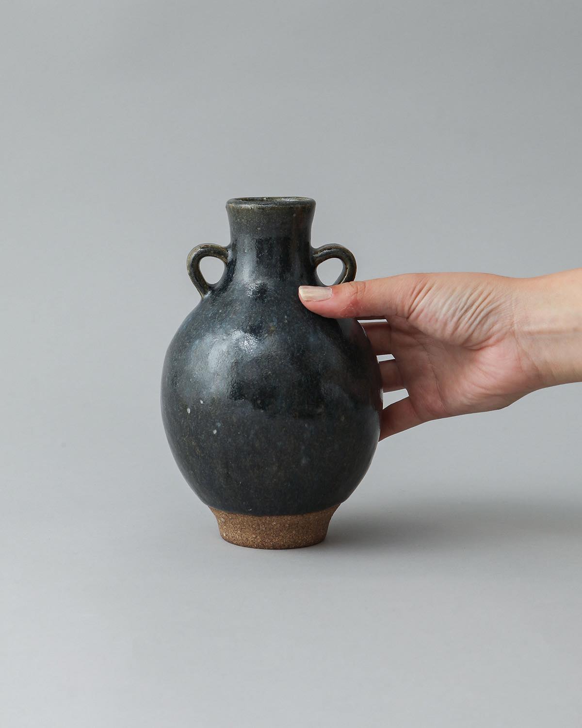 EARRED VASE COBALT GLAZE