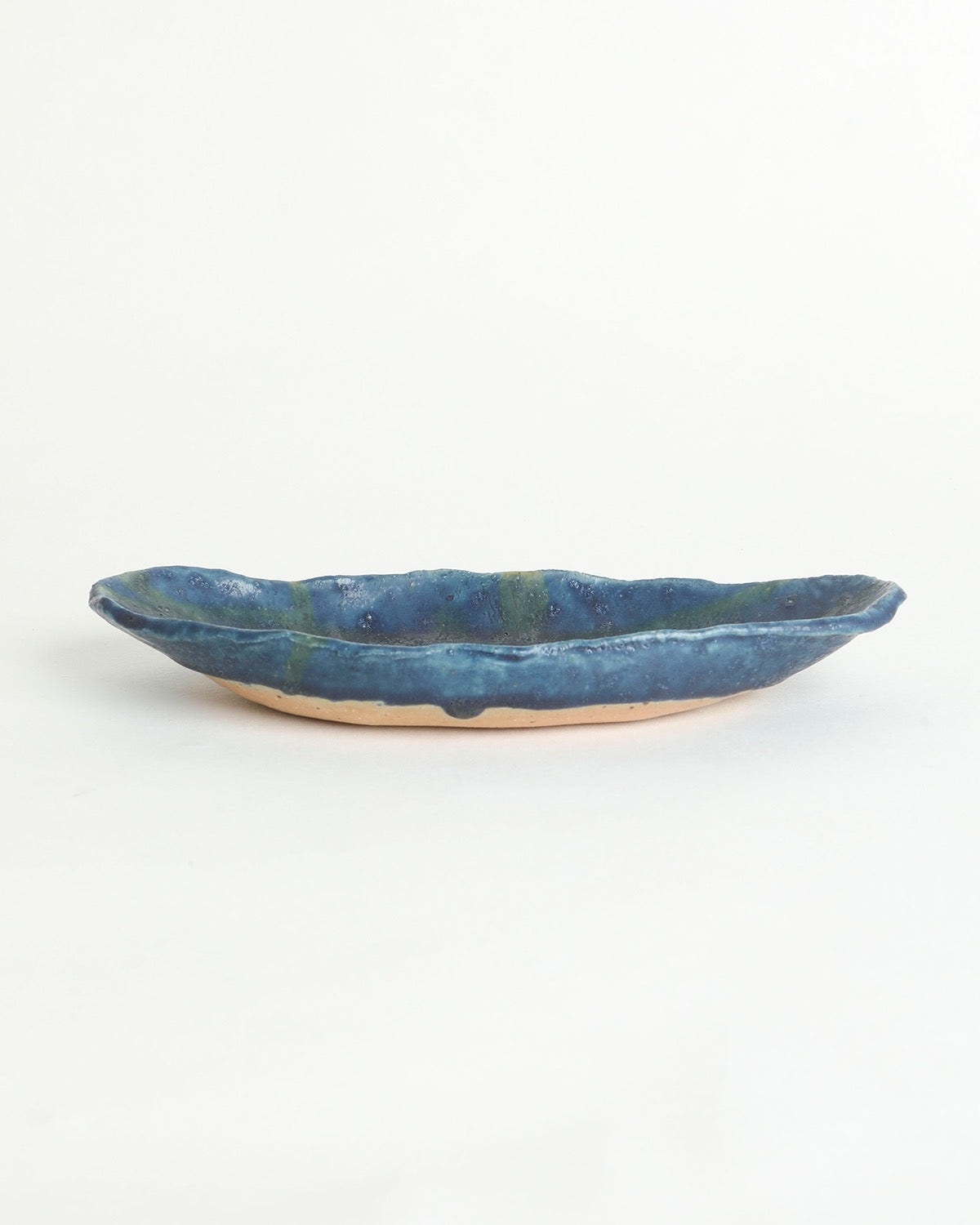 楕円皿 小 - 青の釉景