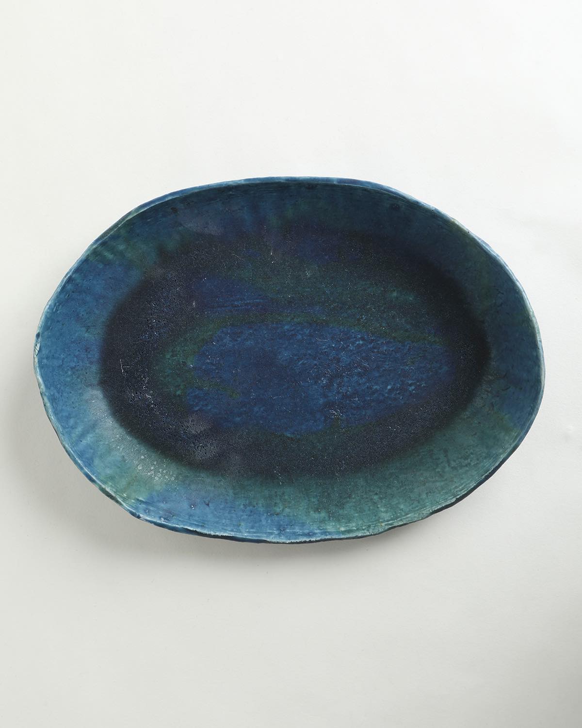 楕円皿 大 - 青の釉景