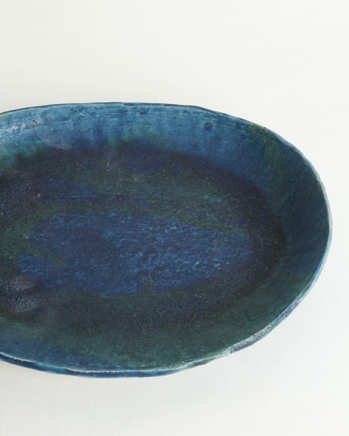 楕円皿 大 - 青の釉景