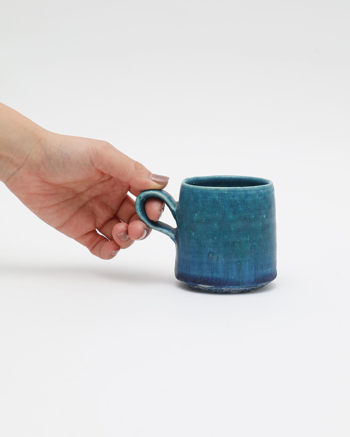 角マグカップ - 青の釉景