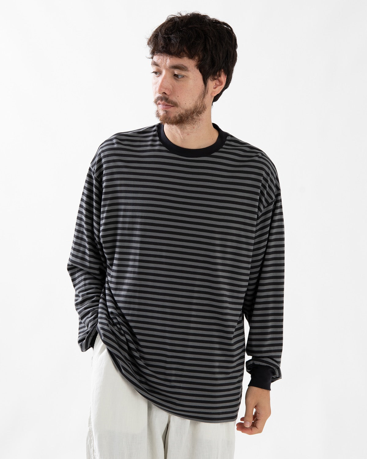 WOOL STRIPE L/S TEE