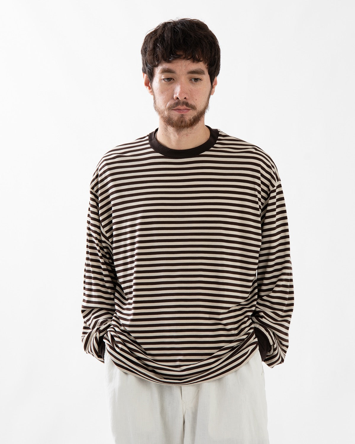 WOOL STRIPE L/S TEE