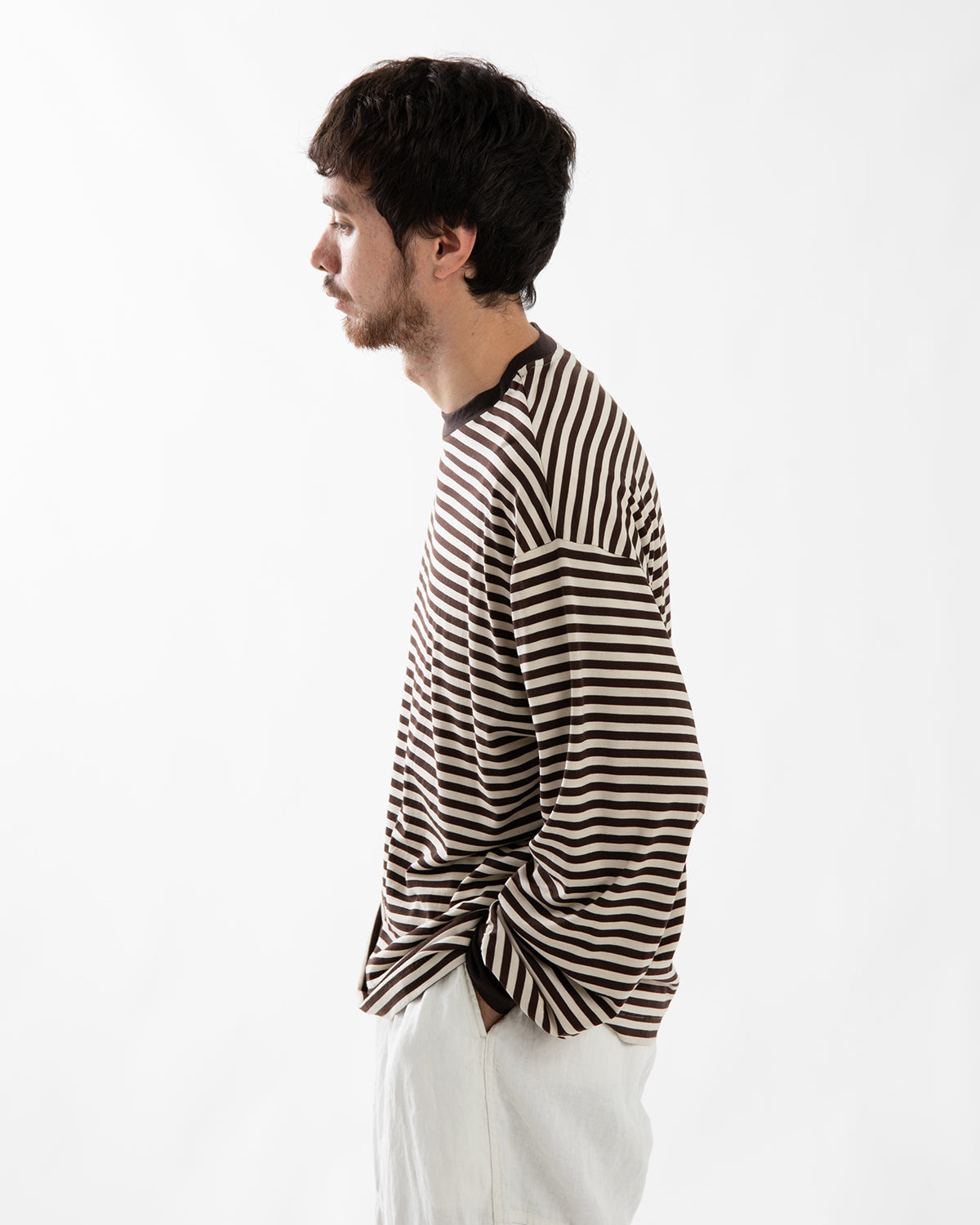 WOOL STRIPE L/S TEE