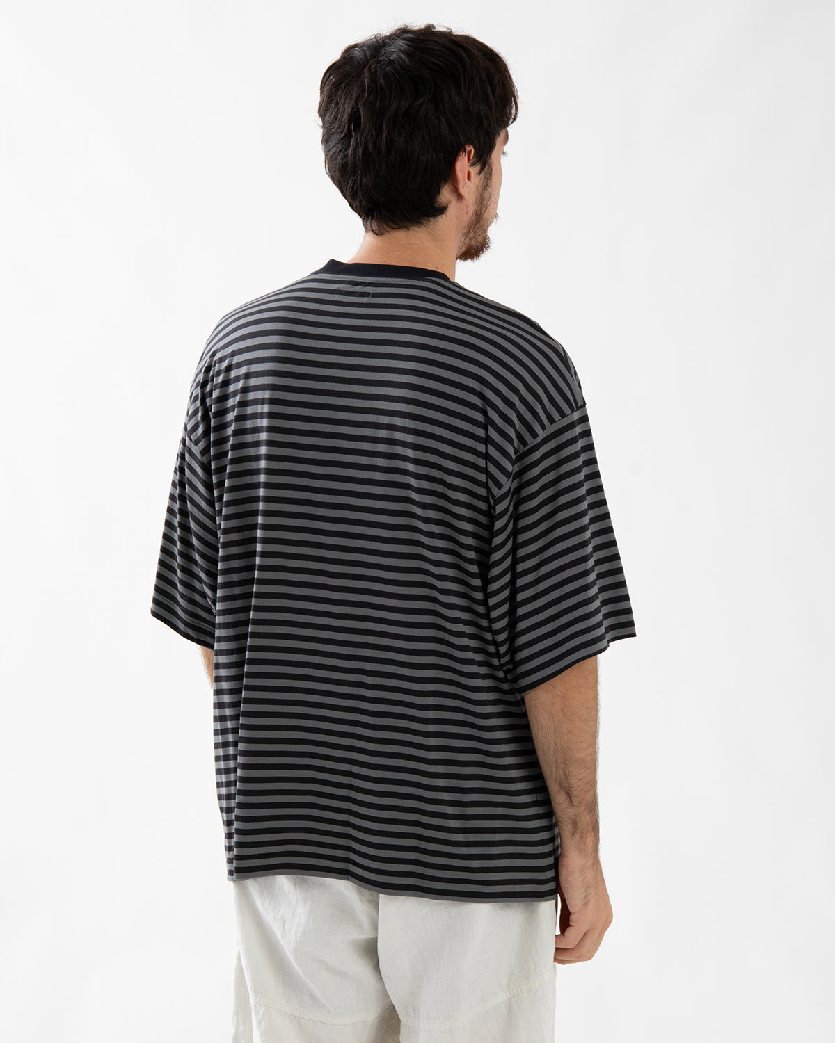 WOOL STRIPE HALF SLEEVE TEE