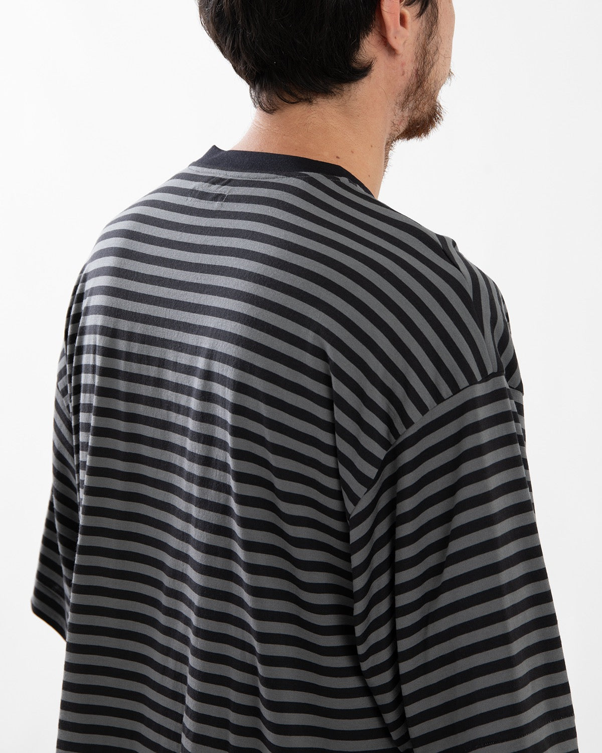 WOOL STRIPE HALF SLEEVE TEE