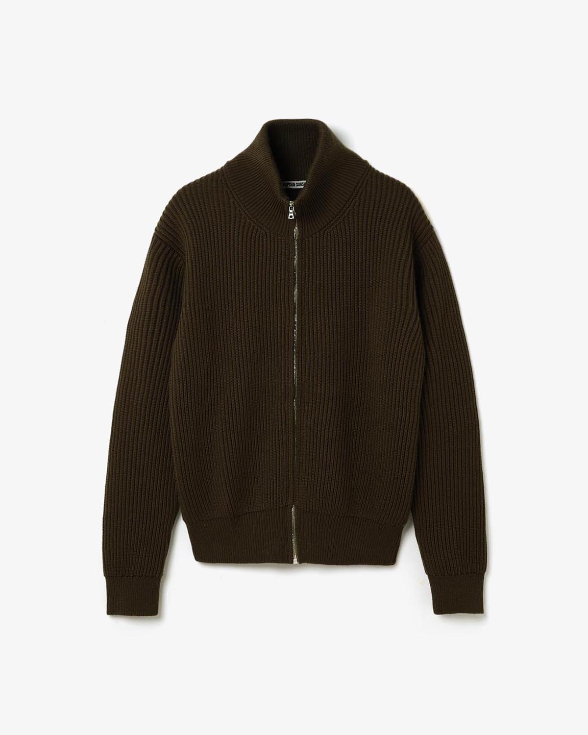 STAND COLLARED DOUBLE RIB KNIT