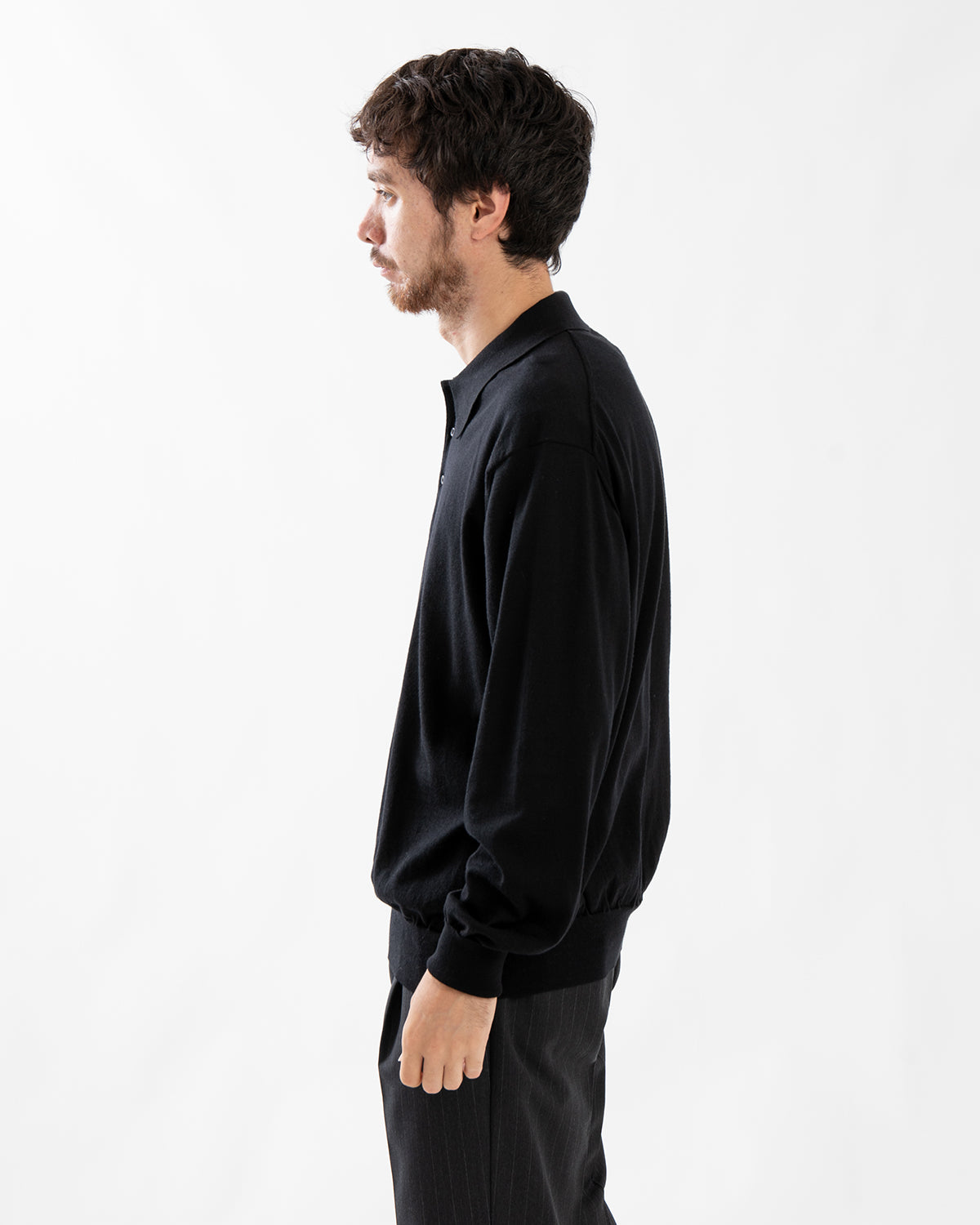 COTTON WOOL HIGH-GAGE KNIT POLO