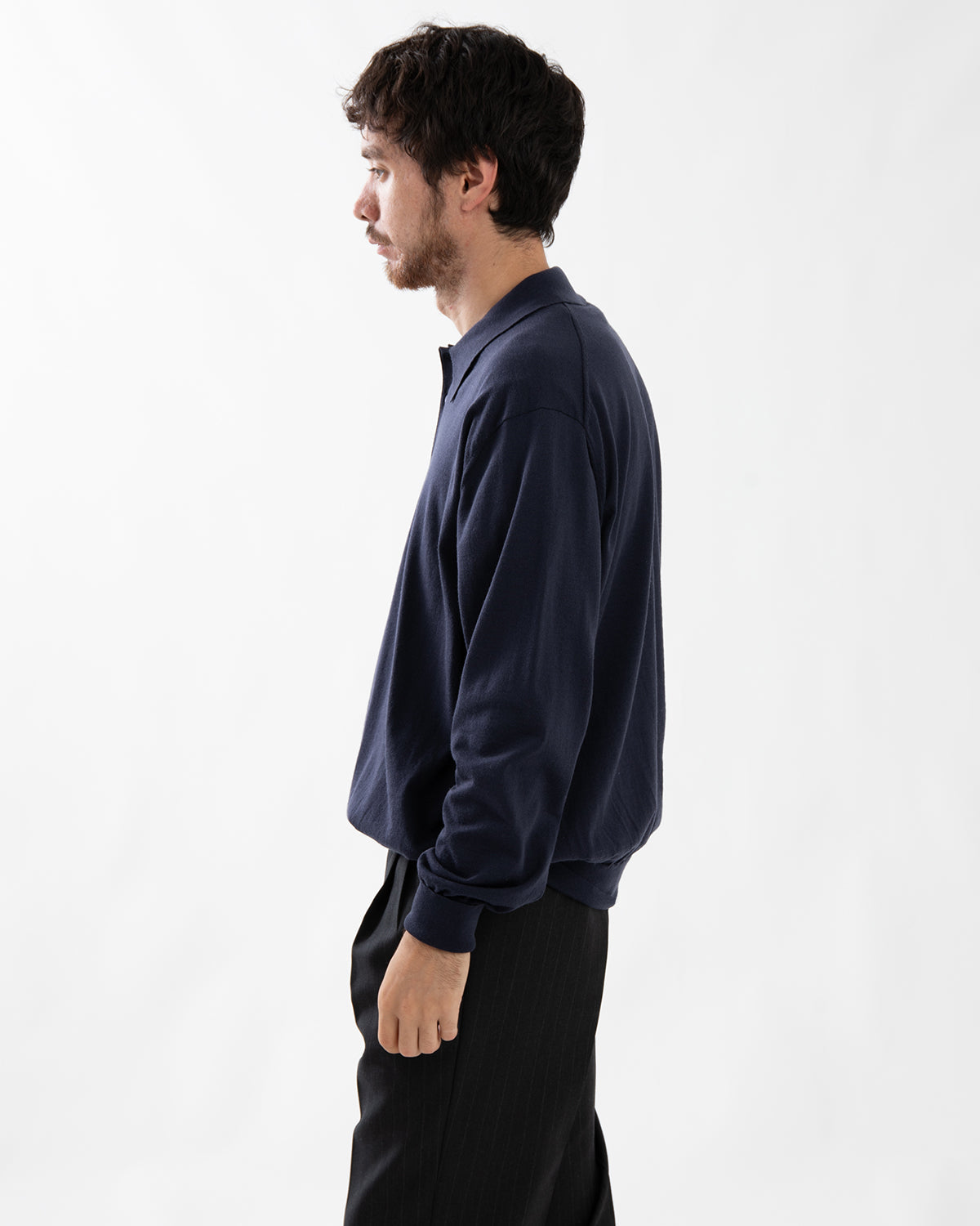 COTTON WOOL HIGH-GAGE KNIT POLO