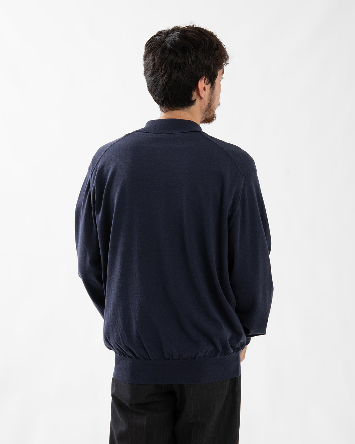 COTTON WOOL HIGH-GAGE KNIT POLO