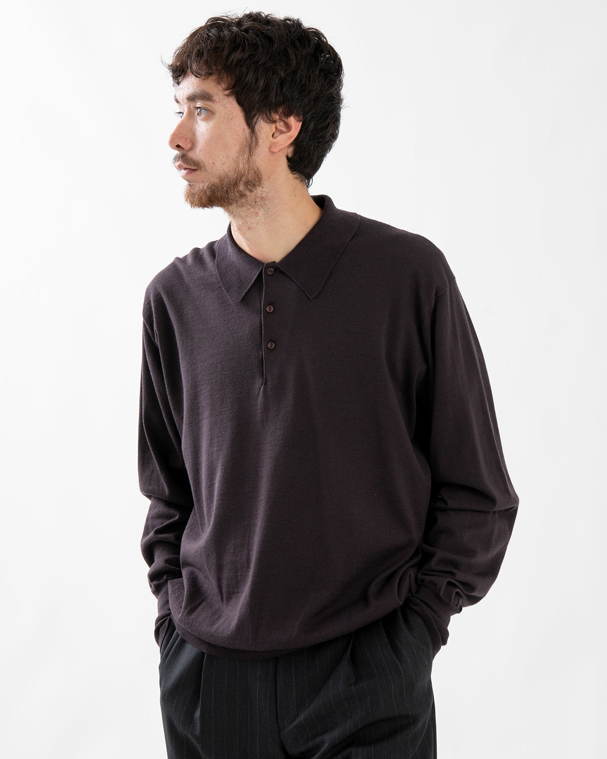 COTTON WOOL HIGH-GAGE KNIT POLO