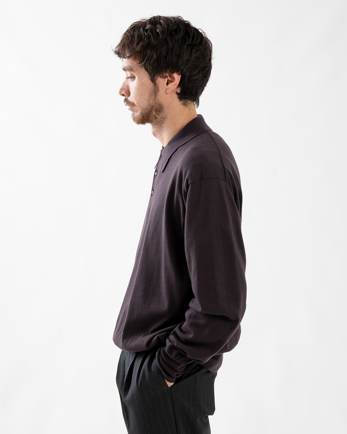COTTON WOOL HIGH-GAGE KNIT POLO