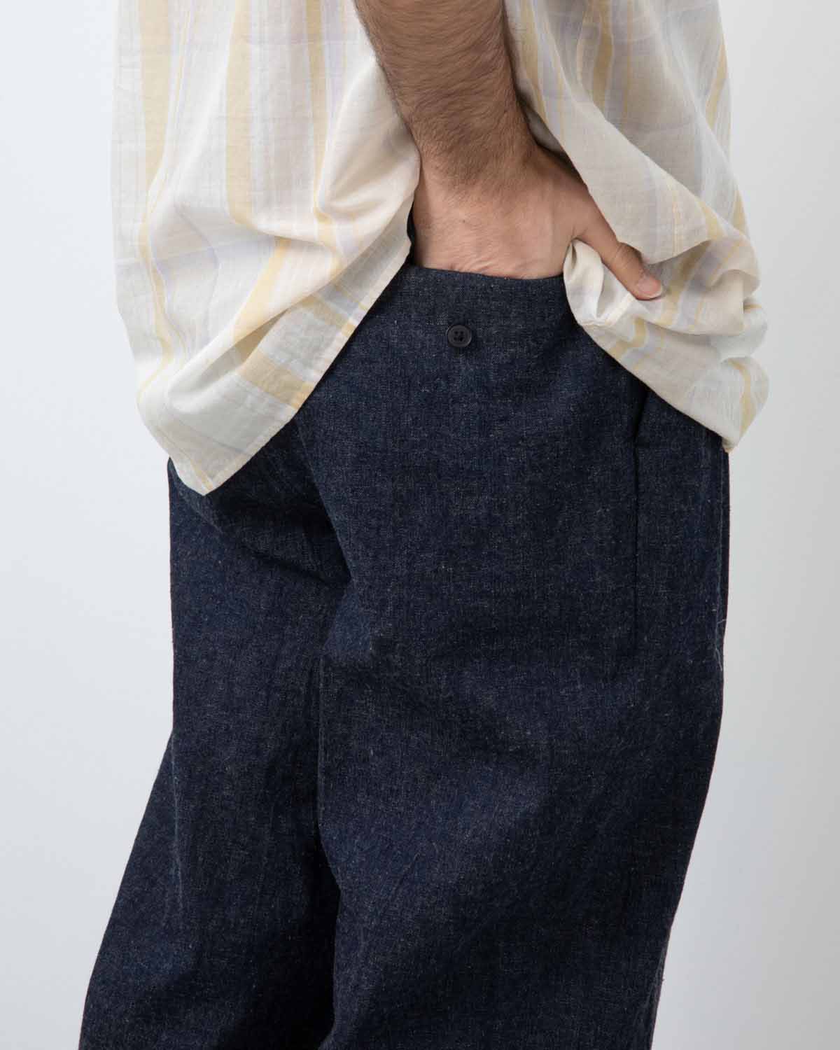 COTTON LINEN DENIM RIVIERA TROUSERS