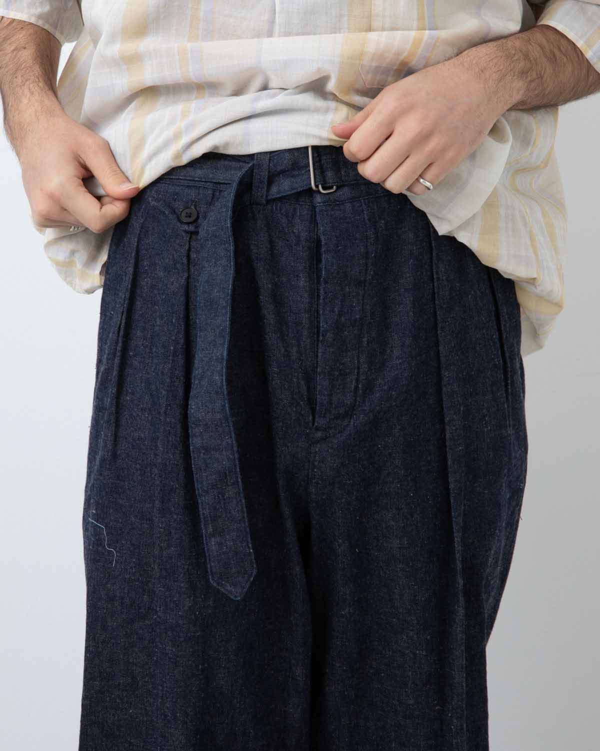 COTTON LINEN DENIM RIVIERA TROUSERS