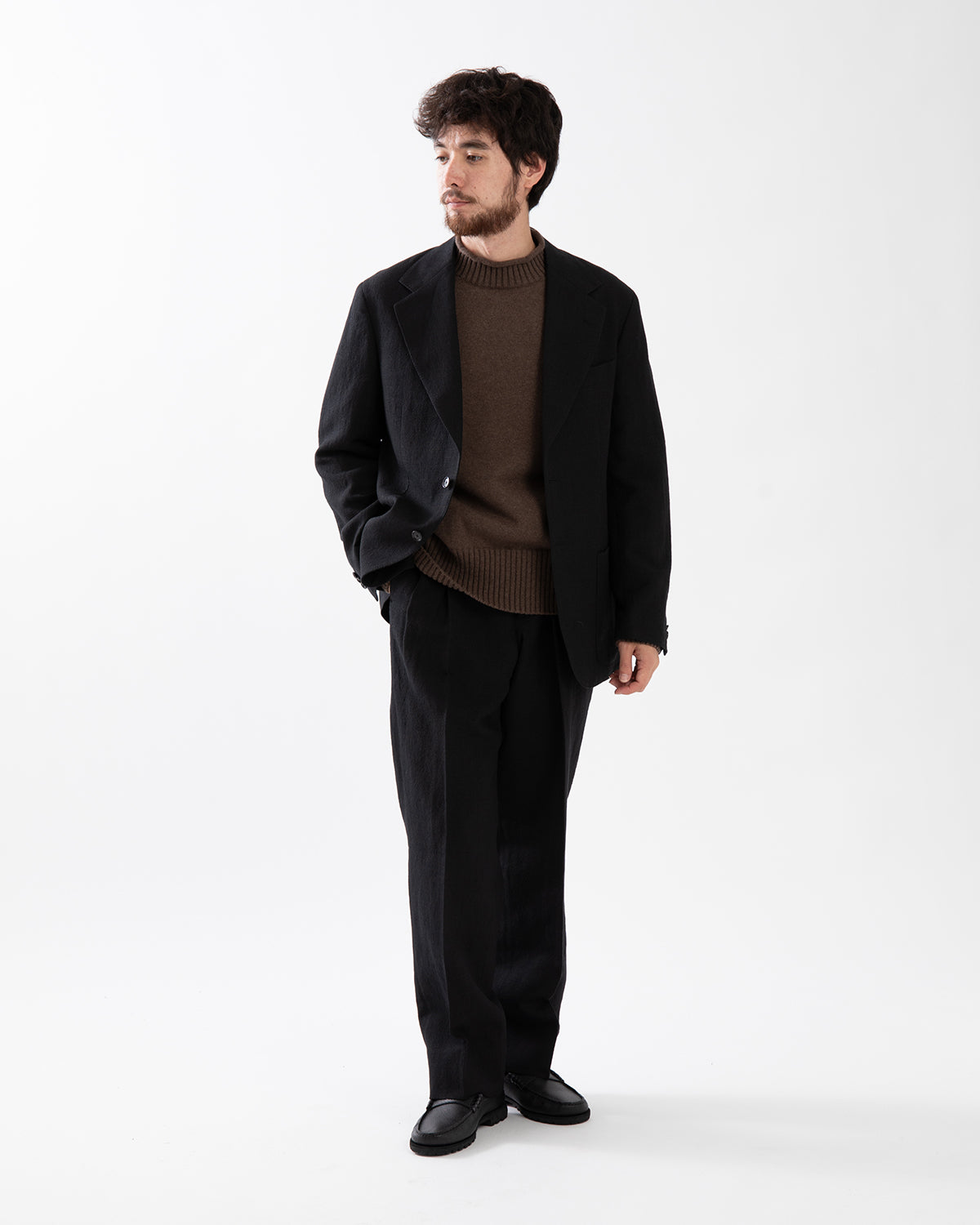 WOOL HEMP MESH NEUTRAL TROUSERS
