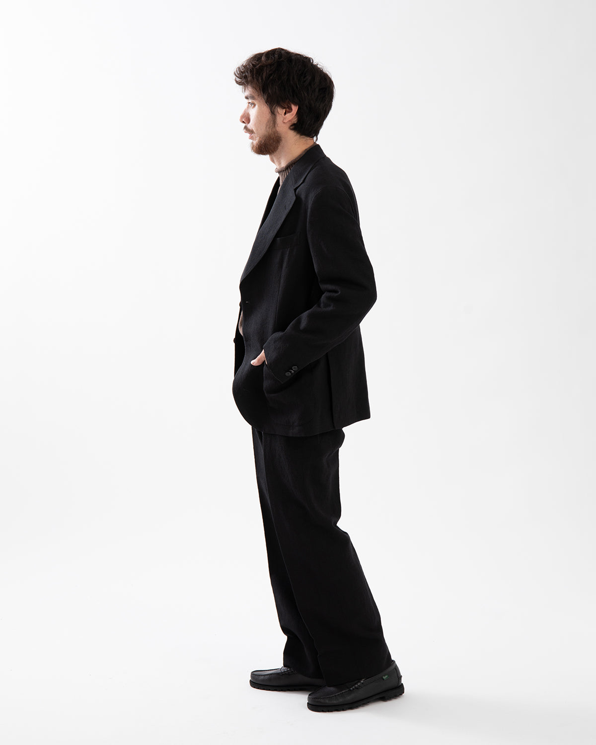WOOL HEMP MESH NEUTRAL TROUSERS