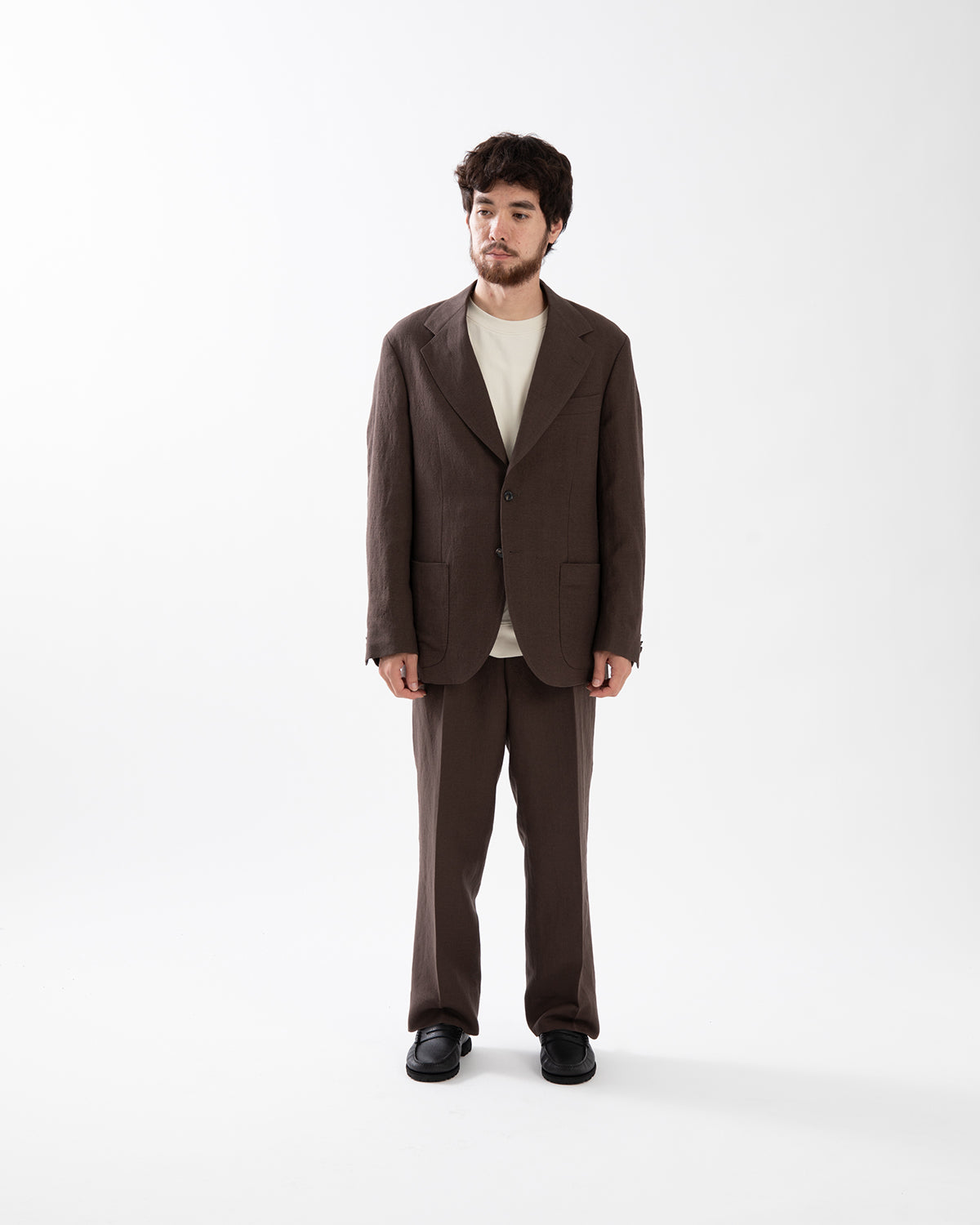 WOOL HEMP MESH NEUTRAL TROUSERS