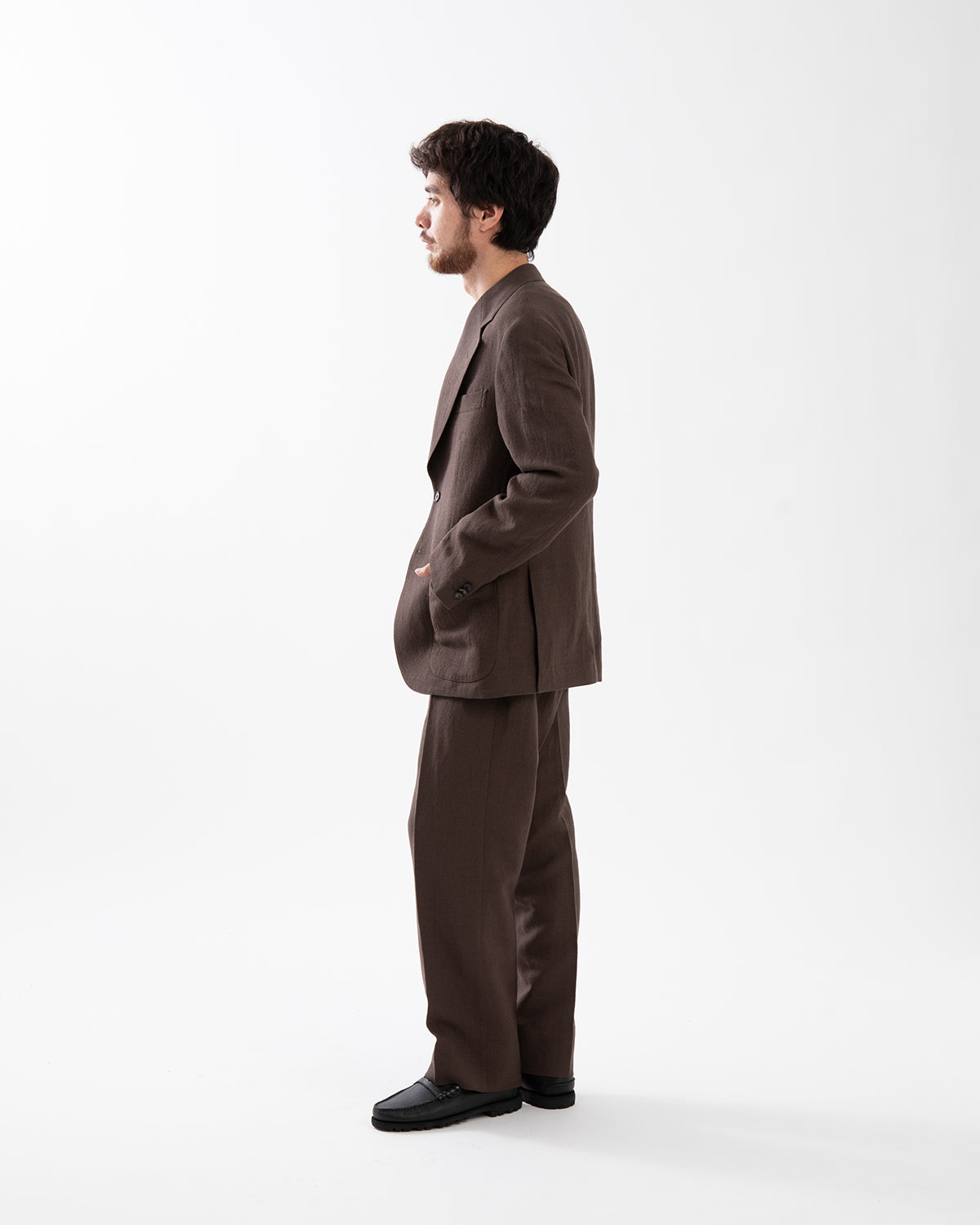 WOOL HEMP MESH NEUTRAL TROUSERS