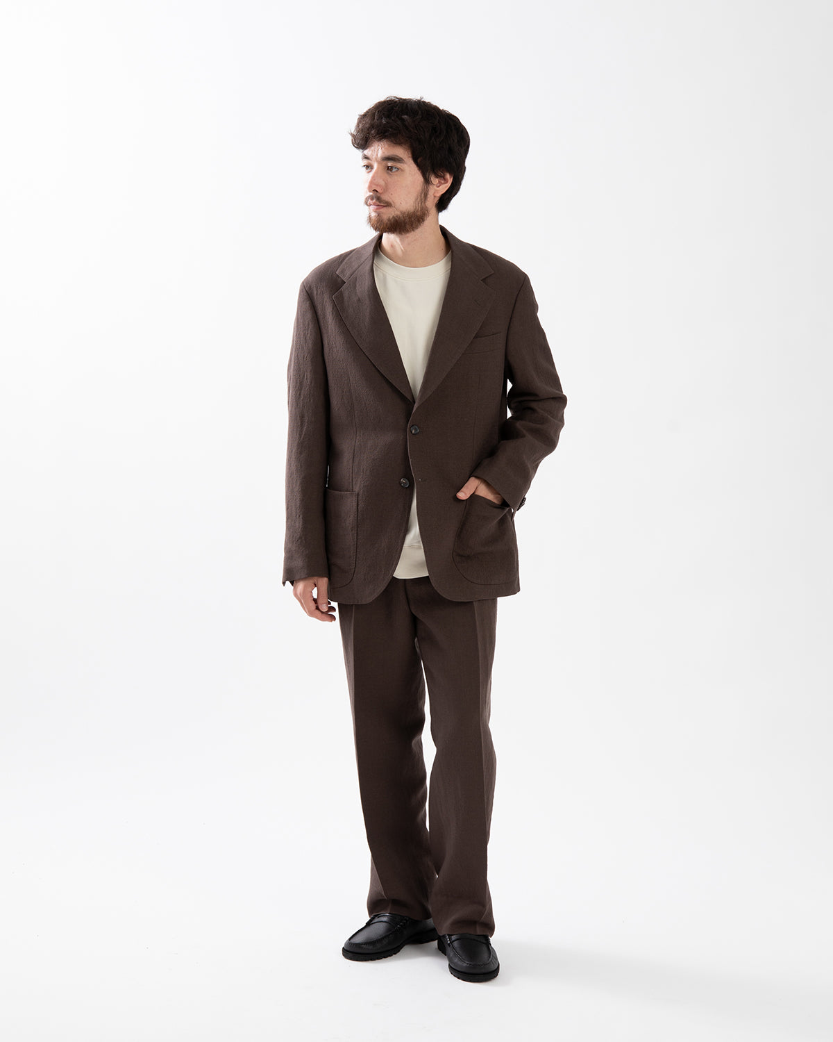 WOOL HEMP MESH NEUTRAL TROUSERS