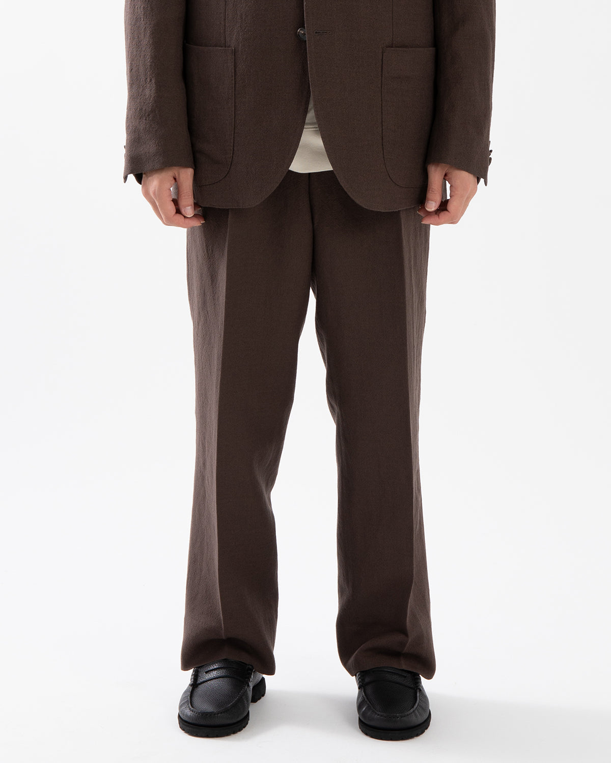 WOOL HEMP MESH NEUTRAL TROUSERS