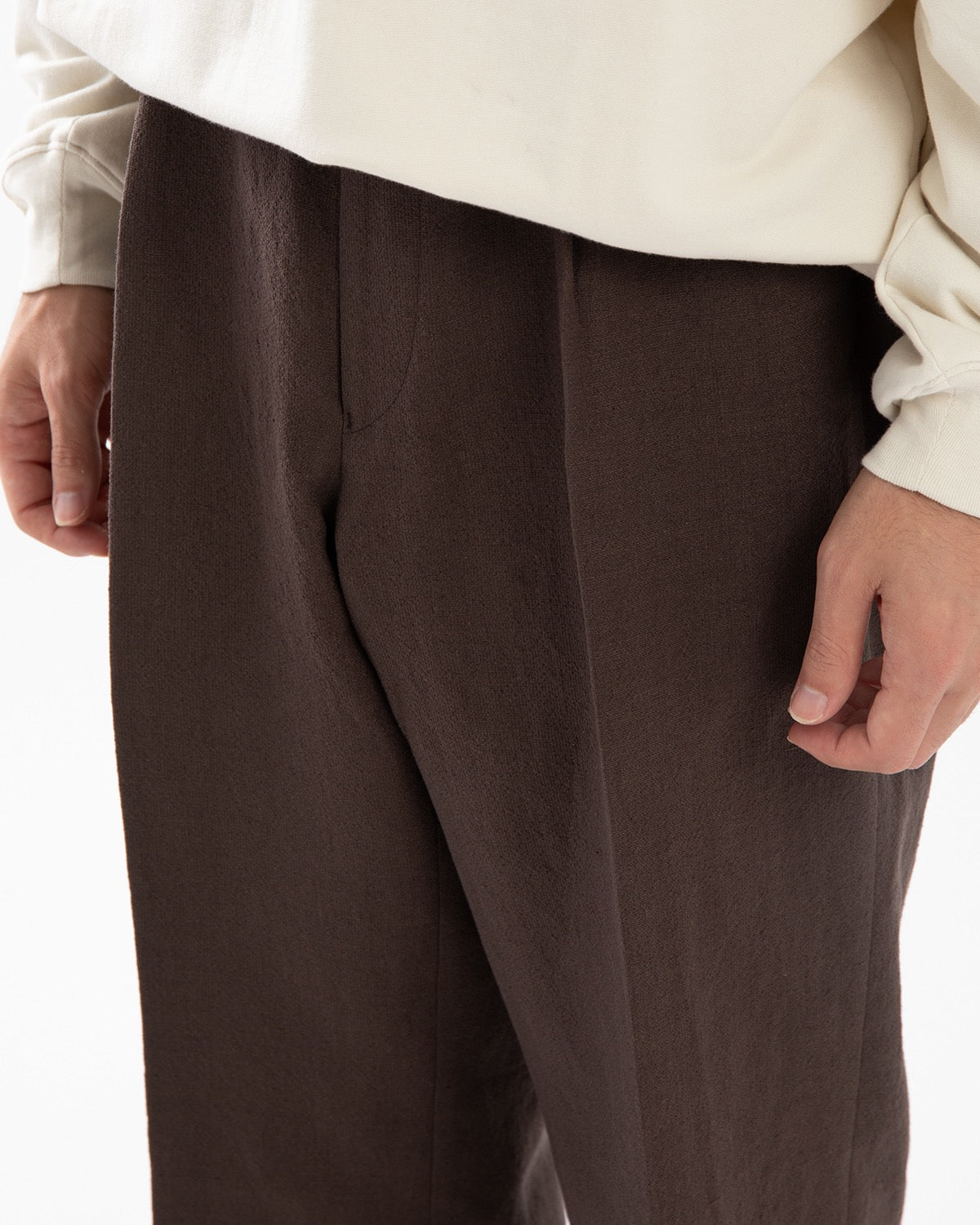 WOOL HEMP MESH NEUTRAL TROUSERS