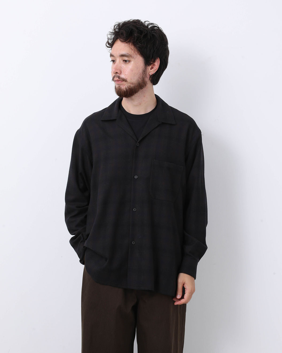 WOOL OMBRE OPEN COLLARED SHIRT