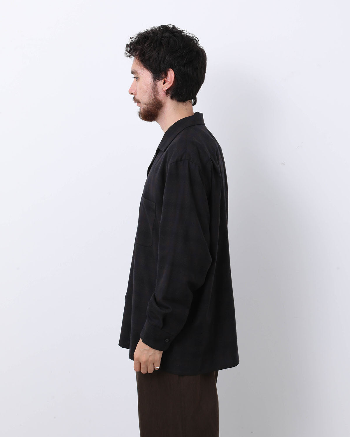 WOOL OMBRE OPEN COLLARED SHIRT