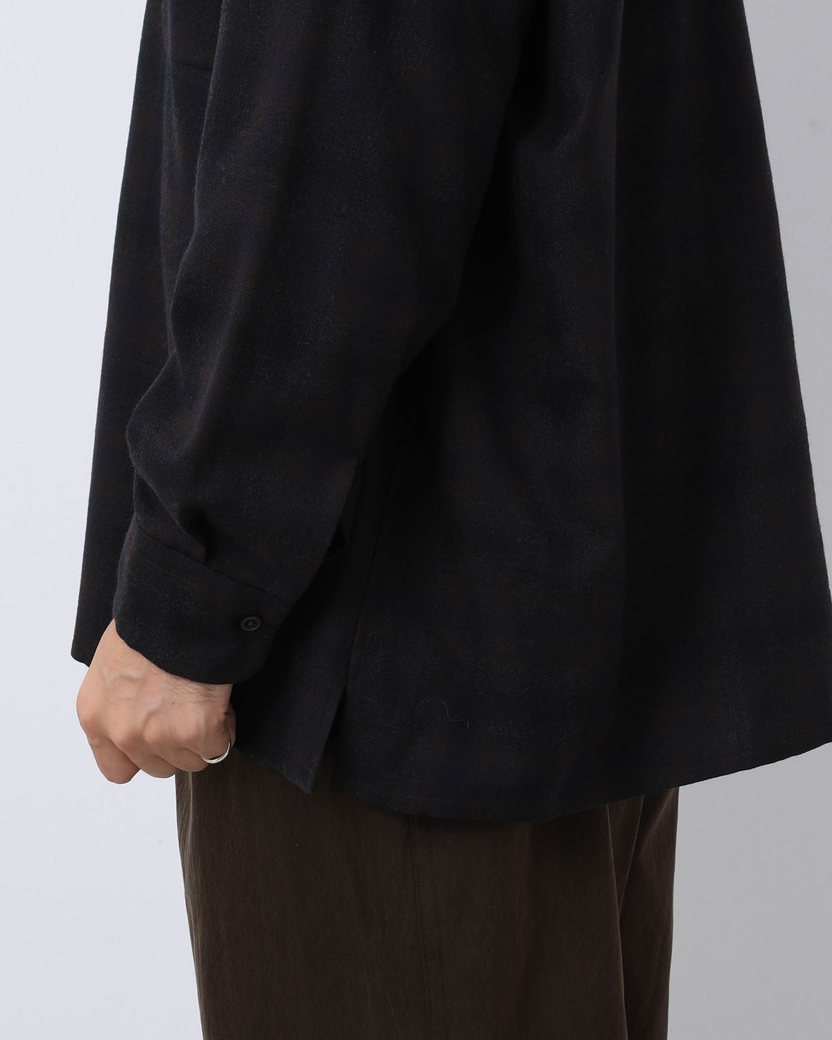 WOOL OMBRE OPEN COLLARED SHIRT