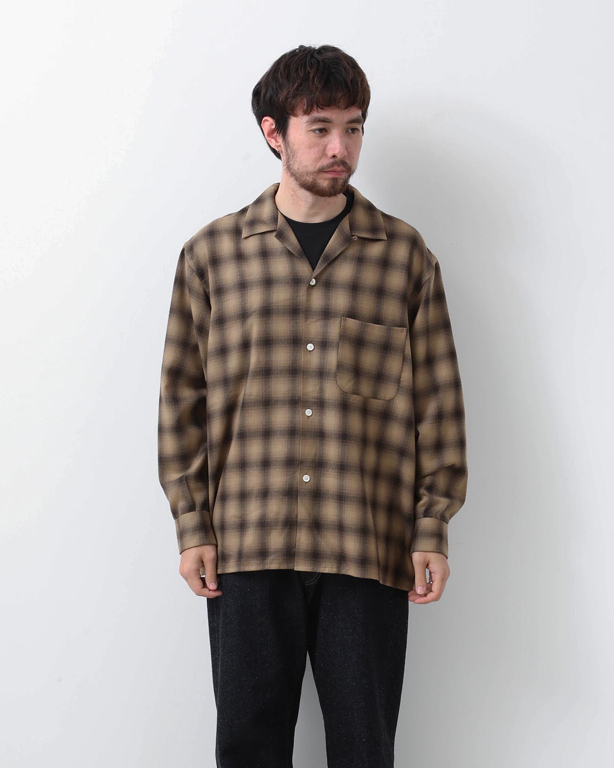 WOOL OMBRE OPEN COLLARED SHIRT