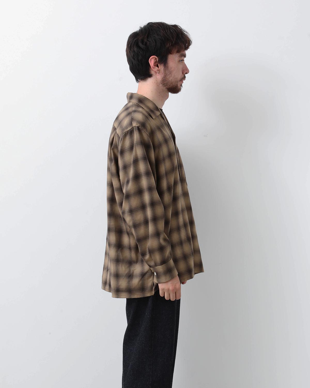 WOOL OMBRE OPEN COLLARED SHIRT