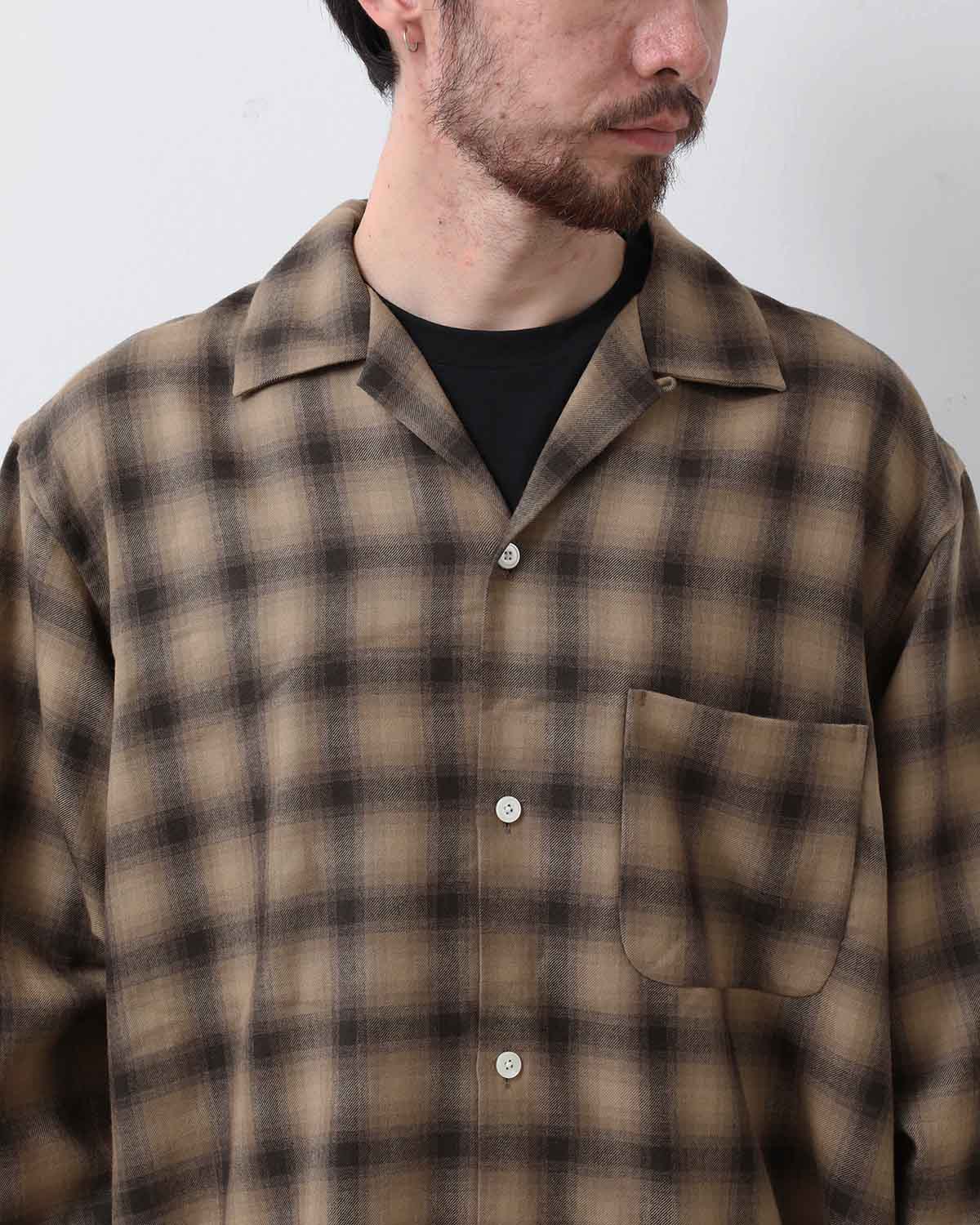 WOOL OMBRE OPEN COLLARED SHIRT