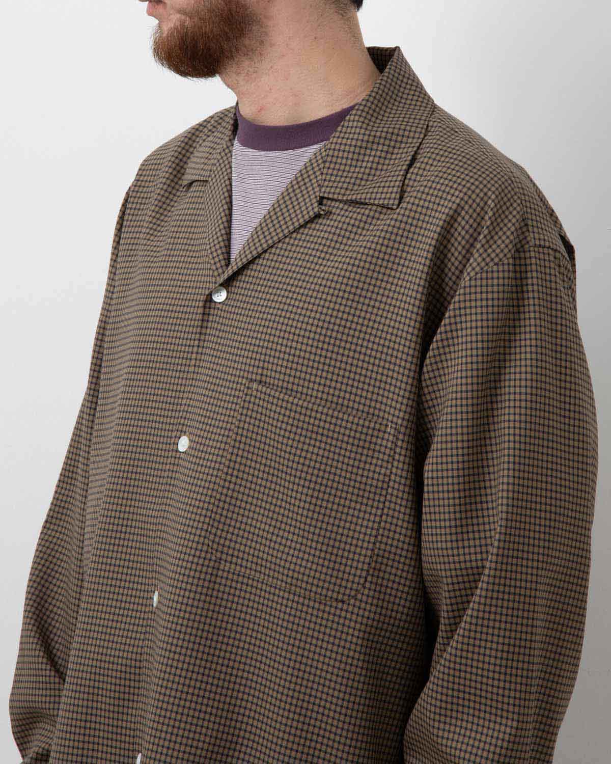 SUMMER WOOL OPEN COLLAR SHIRT