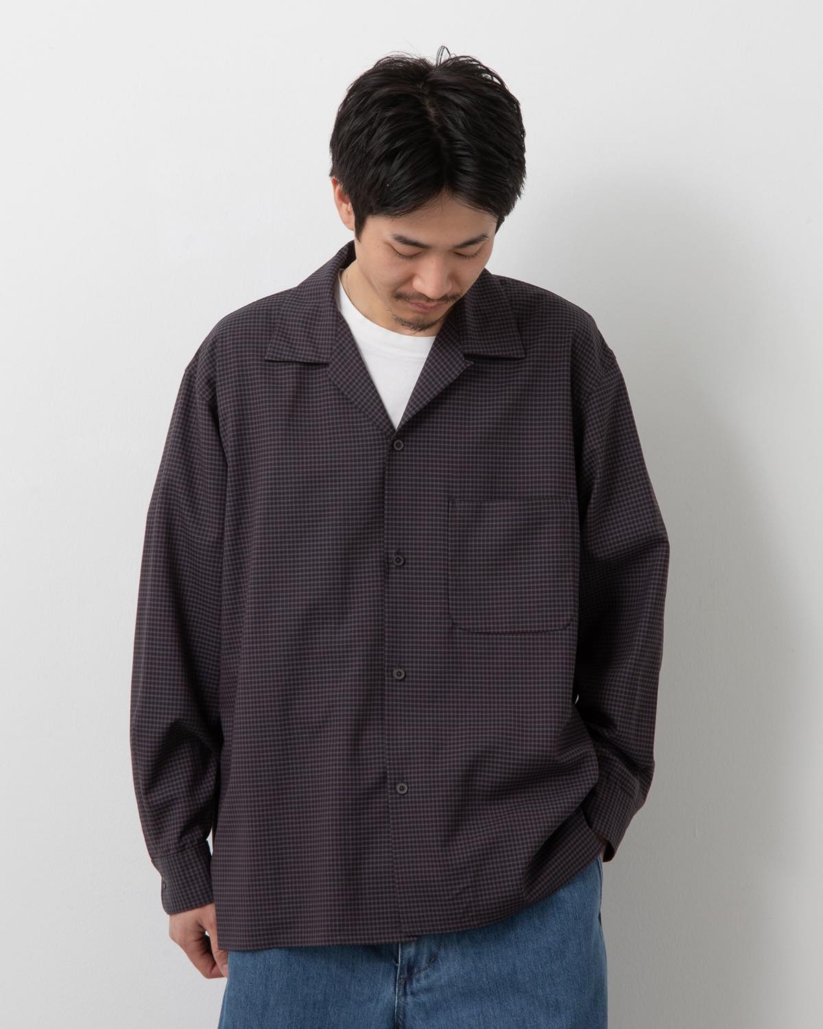 SUMMER WOOL OPEN COLLAR SHIRT