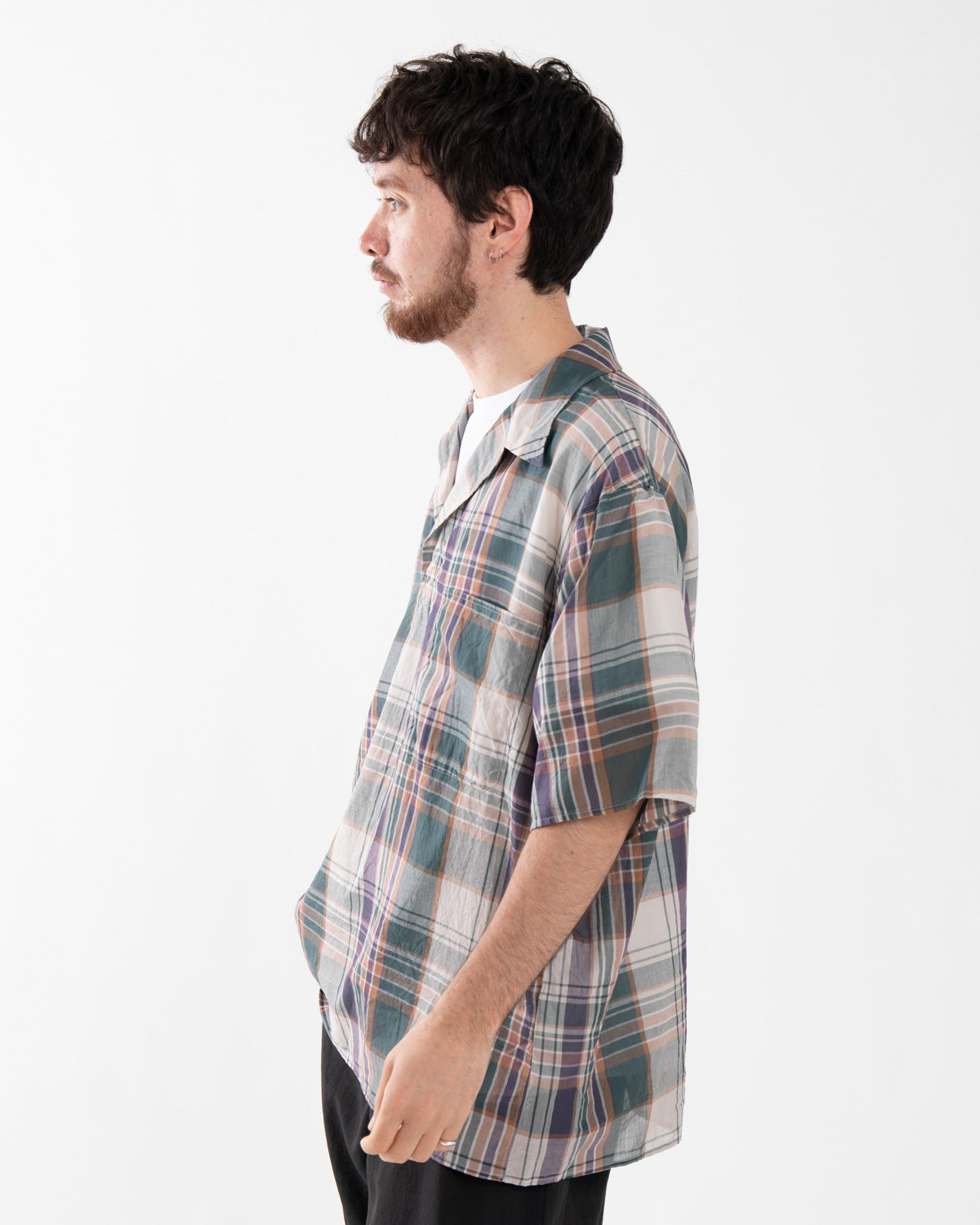 GAUZE PLAID PULLOVER SS SHIRT