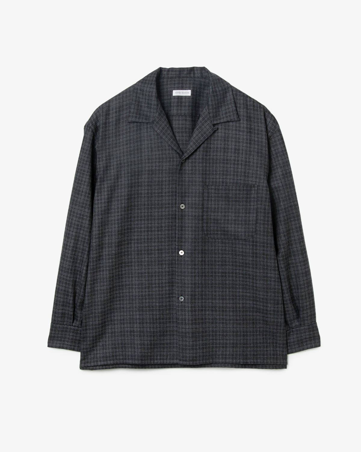 WOOL PLAID OPEN COLLAR SHIRT