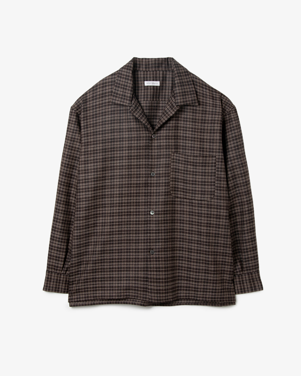 WOOL PLAID OPEN COLLAR SHIRT