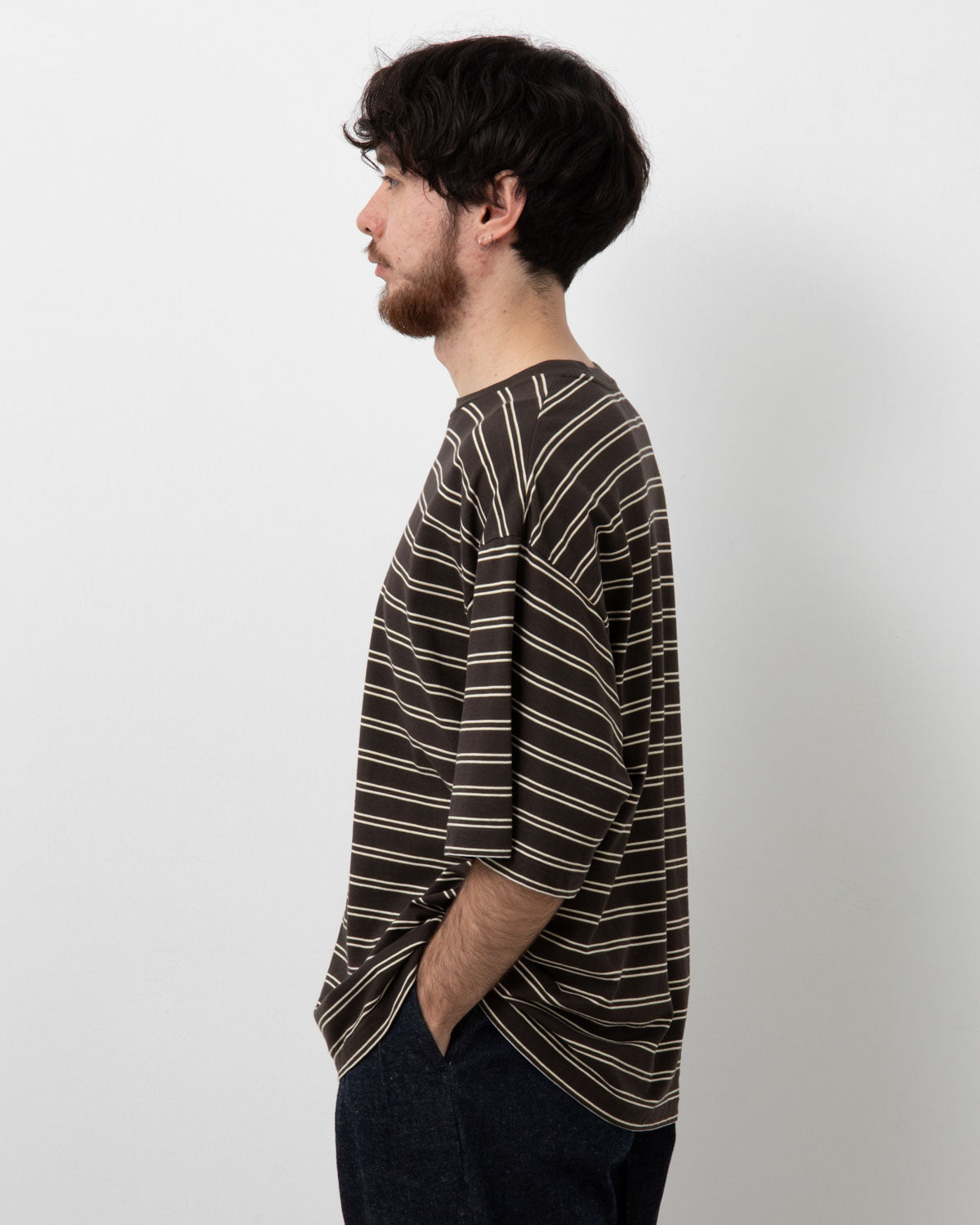 HARD TWISTED STRIPE JERSEY HALF-SLEEVE TEE