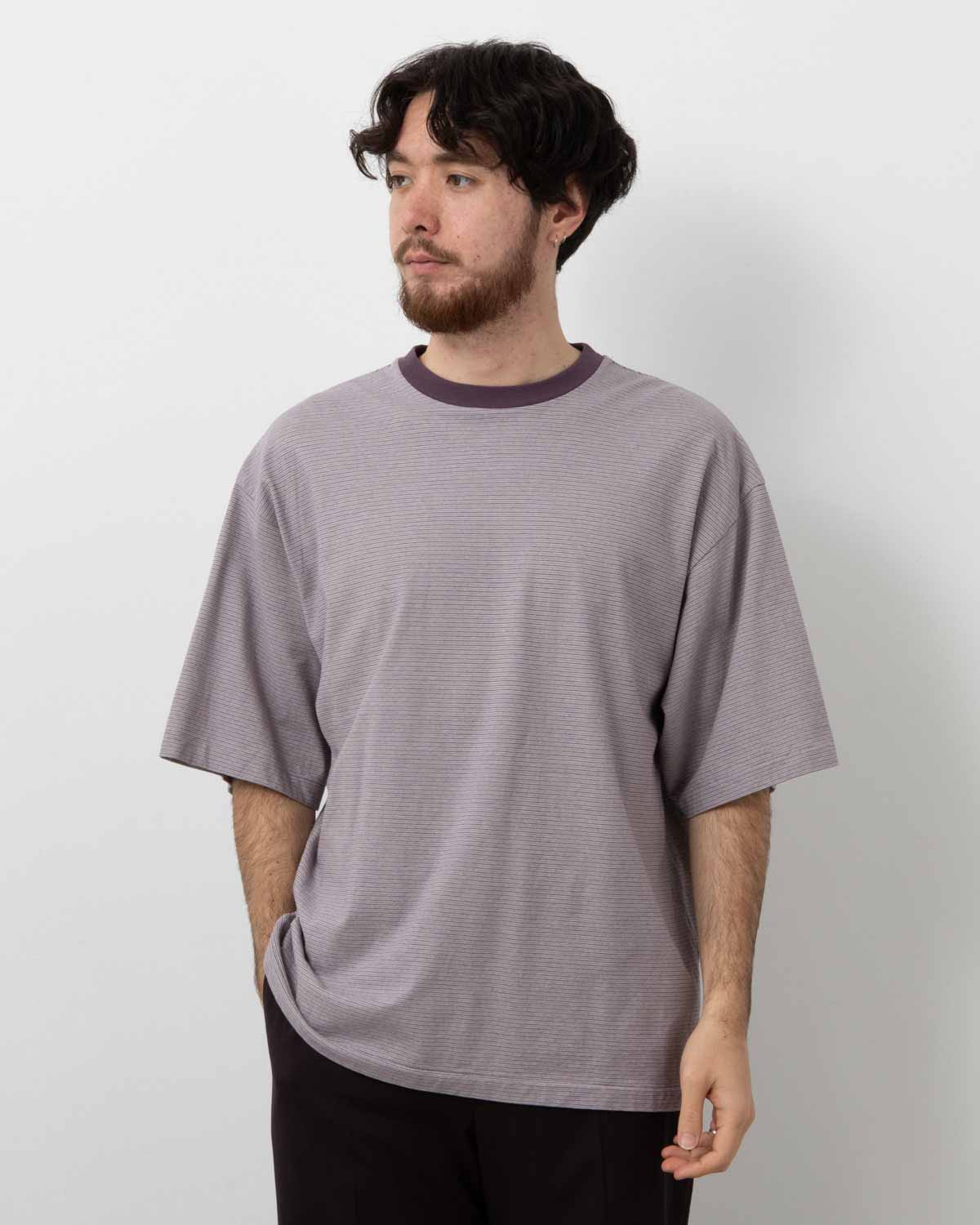 HARD TWISTED STRIPE JERSEY HALF-SLEEVE TEE